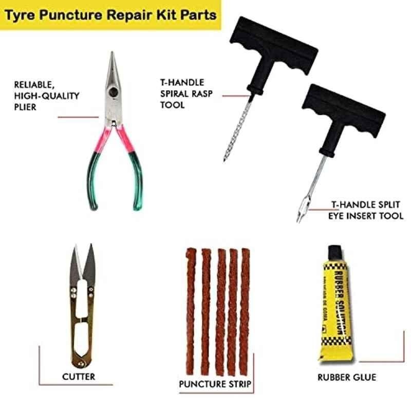 6-in-1 Universal Tubeless Tyre Puncture Repair Kit