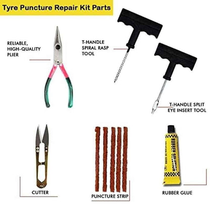 6-in-1 Universal Tubeless Tyre Puncture Repair Kit